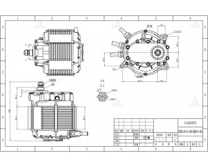 Чертёж электродвигателя  QS motor 72v12000w c редуктором и график испытаний