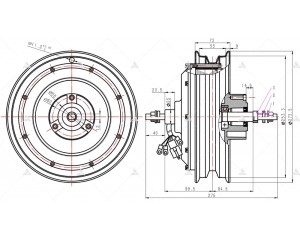 Чертёж мотор колеса QS motor  60v3000w c ободом 10