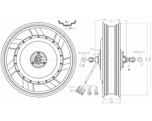 Чертёж мотор колеса QS motor 72v-96v8000w в легко-сплавном ободе 17``