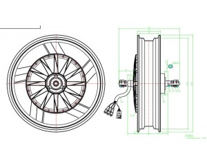Чертёж мотор колеса QS motor 72v-96v3000w в легко-сплавном ободе 17``