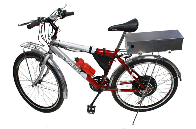 переоборудованный велосипед с мотор колесом